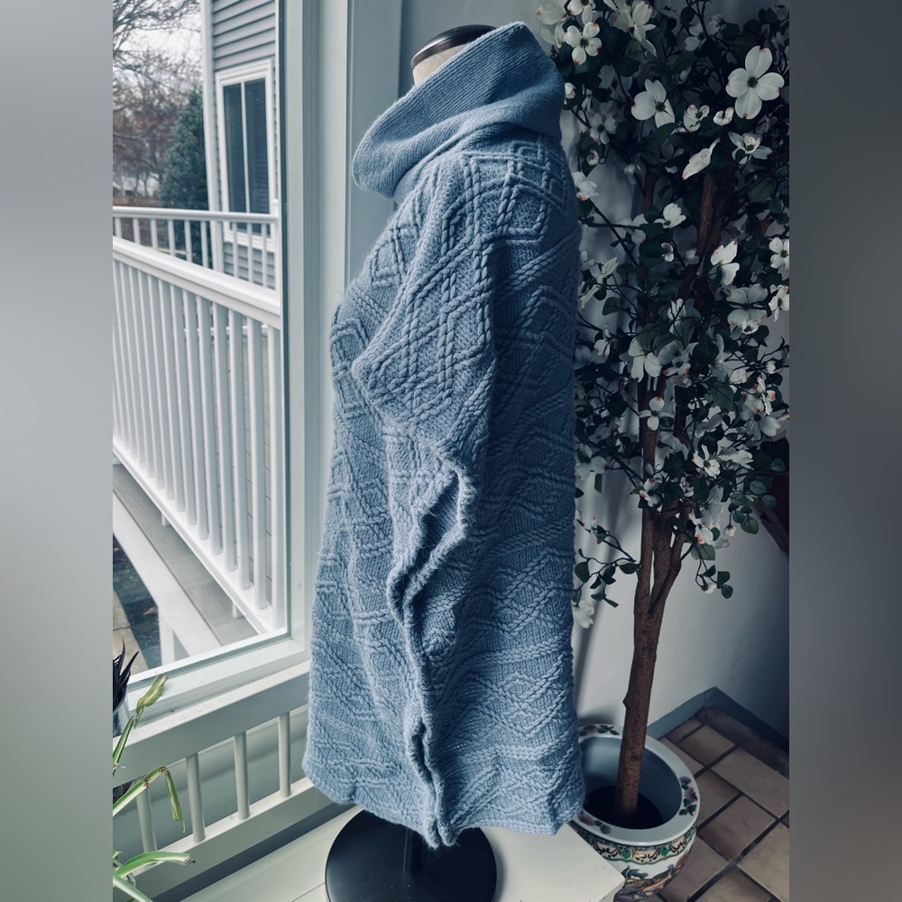 Vintage Powder Blue Poncho Style Sweater, One Size - Picture 6 of 13